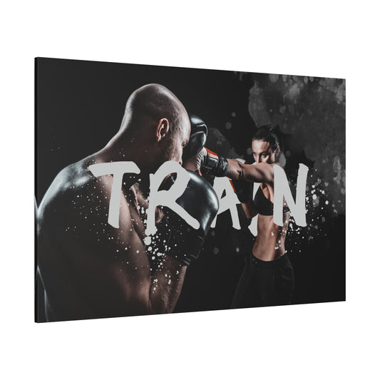 TRAIN Woman Boxing Gym Canvas Wall Print