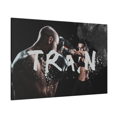 TRAIN Woman Boxing Gym Canvas Wall Print