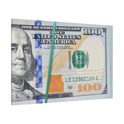 Cash Stacks $100 Dollar Bills Matte Canvas Print Wall Art