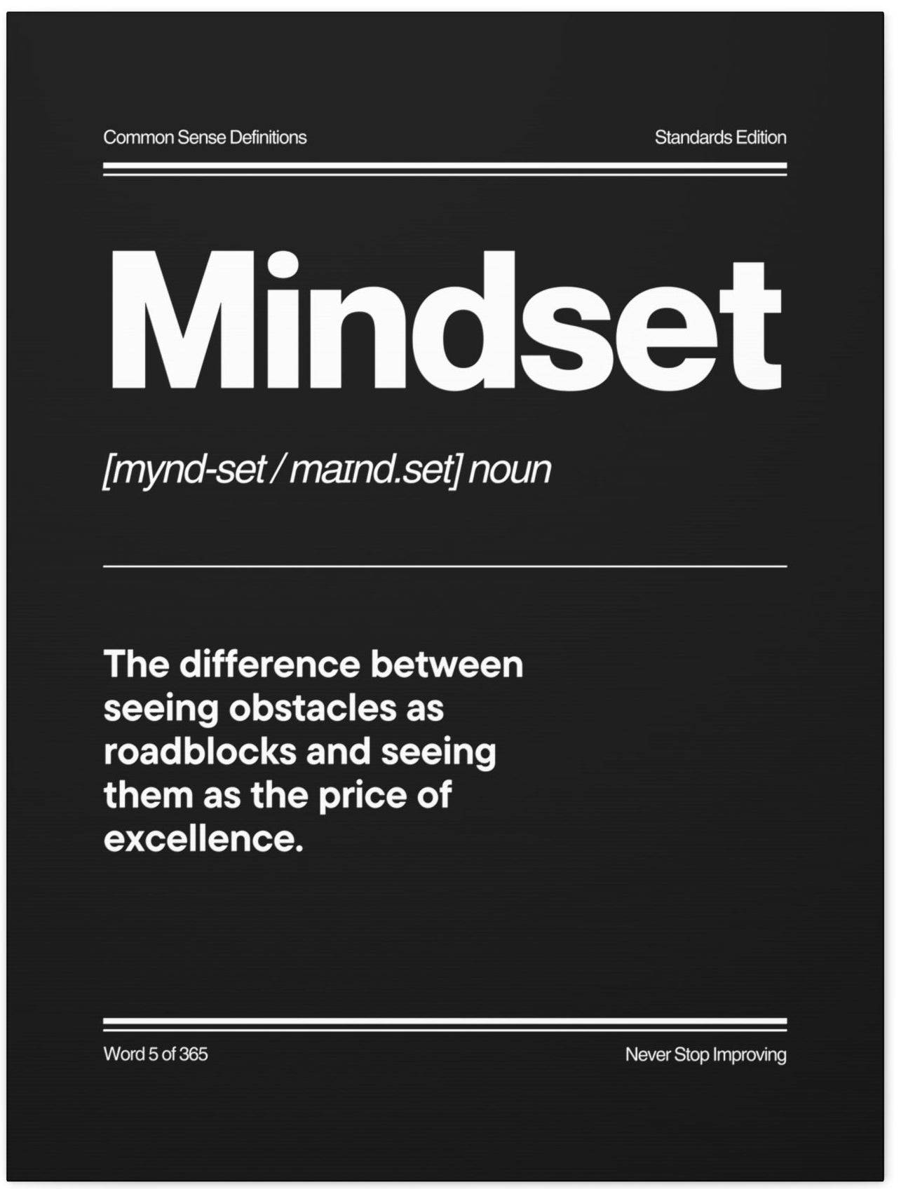 Mindset Motivational Canvas Print — 'Mindset' Definition Wall Art