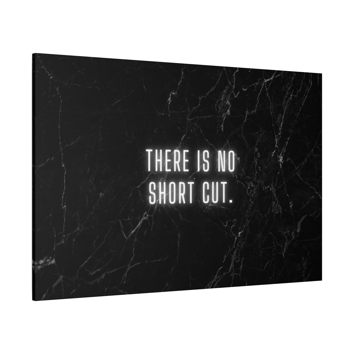 There Is No Shortcut Black Marble Motivational Quote Canvas Wall Art