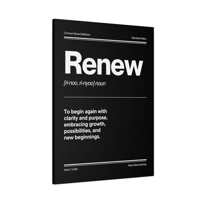 Renew Definition Matte Canvas Wall Art — Inspirational Modern Typography Print