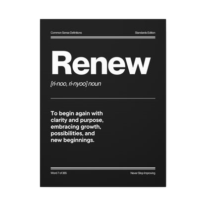 Renew Definition Matte Canvas Wall Art — Inspirational Modern Typography Print