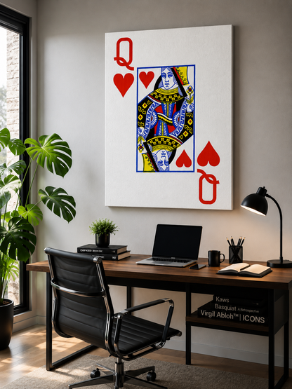 Queen of Hearts Playing Card Canvas Print — Gambling Cards Betting Lucky Wall Art