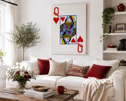 Queen of Hearts Playing Card Canvas Print — Gambling Cards Betting Lucky Wall Art