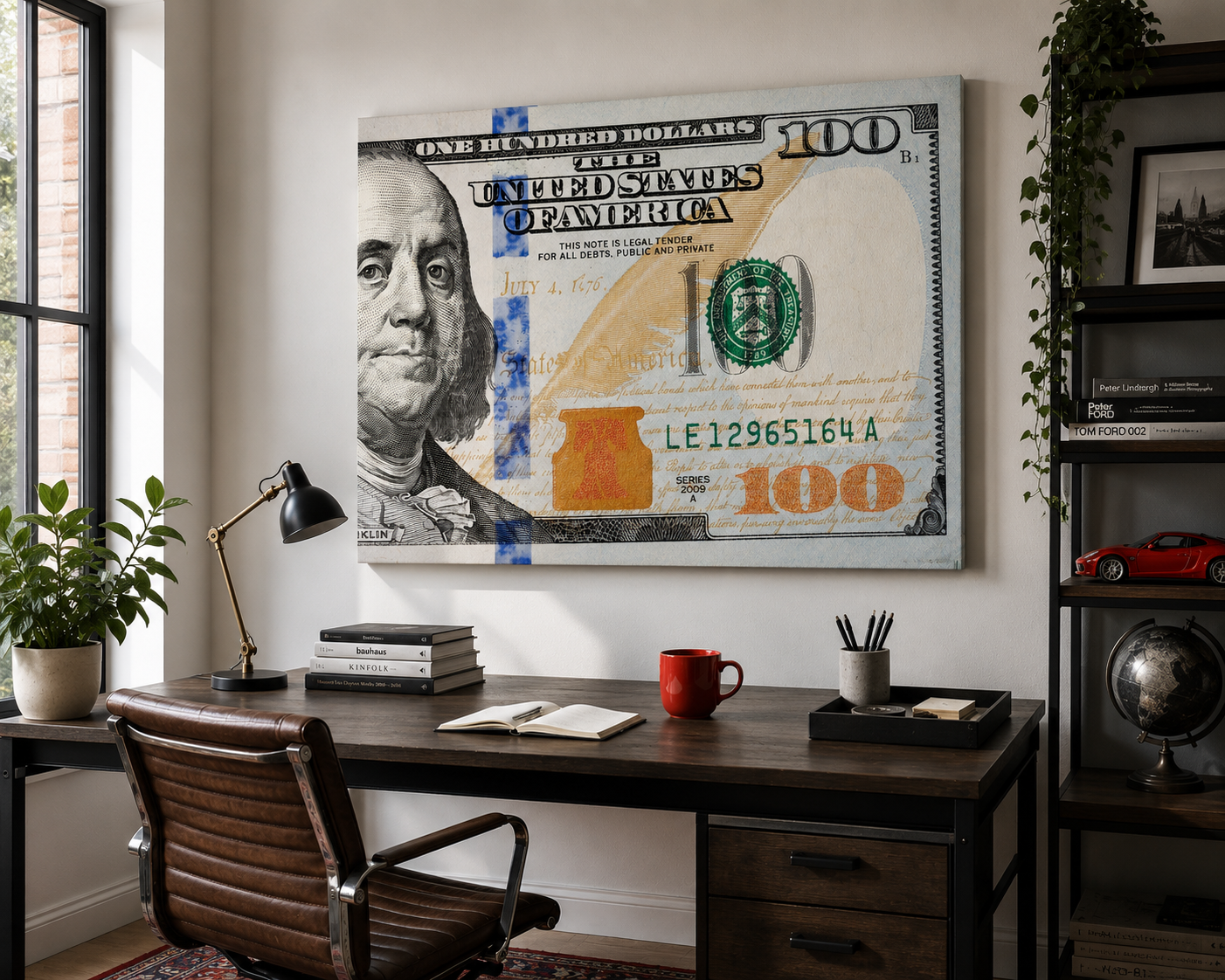 Cash Stacks $100 Dollar Bills Matte Canvas Print Wall Art