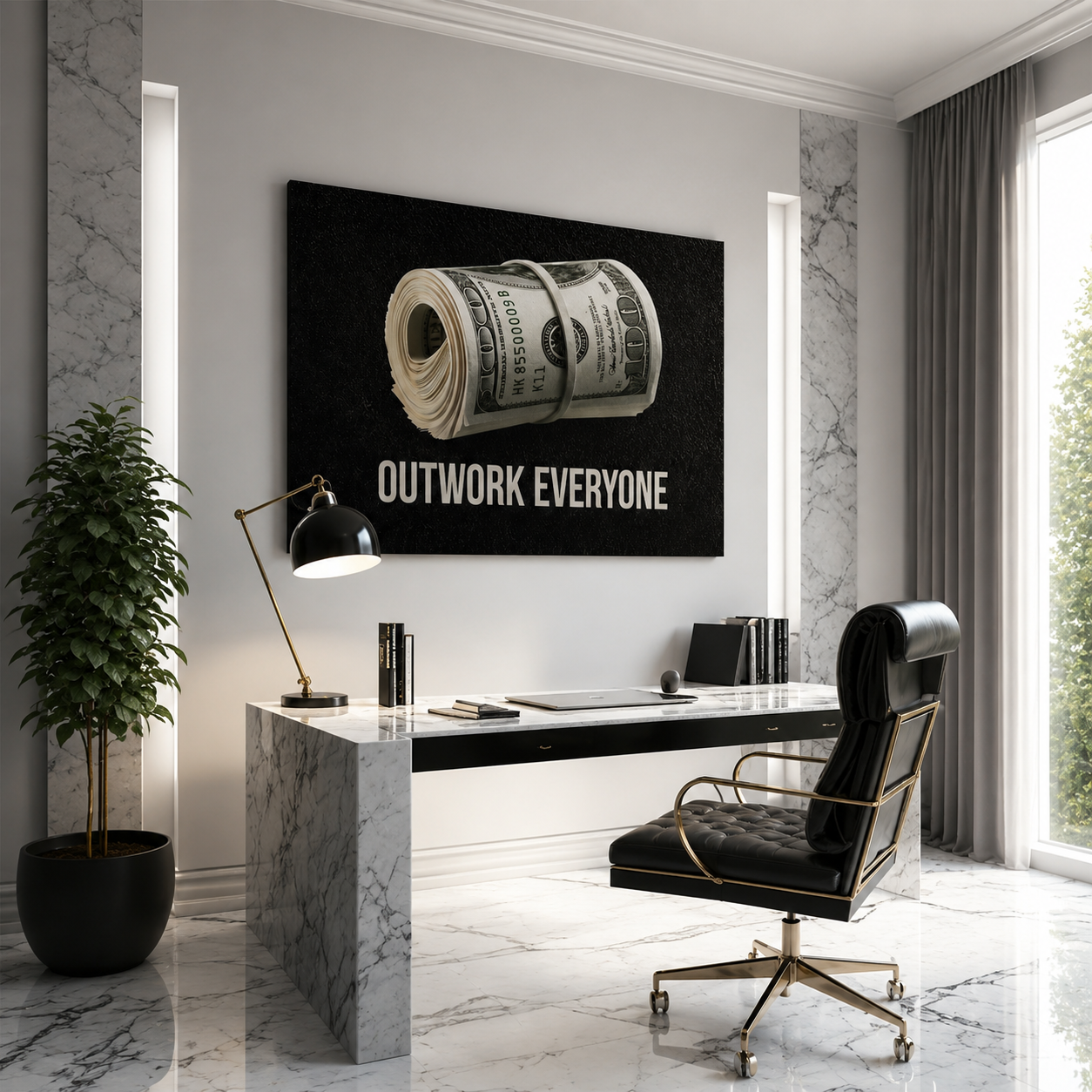 Outwork Everyone Money Roll Canvas Wall Art
